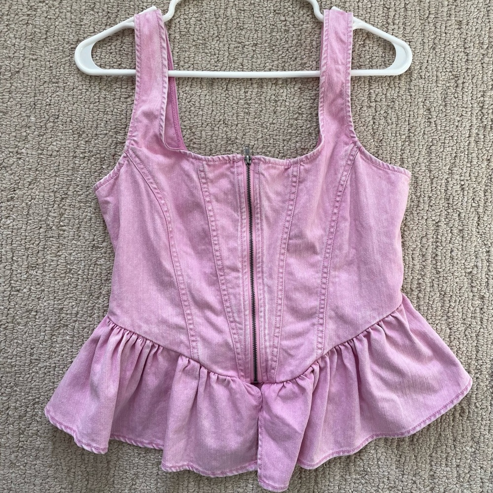 NWT Future Collective Gabriella Karefa-Johnson pink peplum top, size small